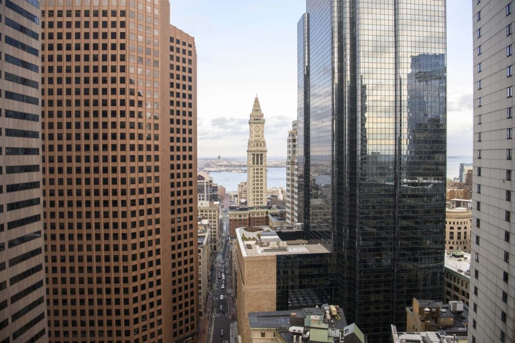 View from the Boston office, including skyscrapers and historic buildings.